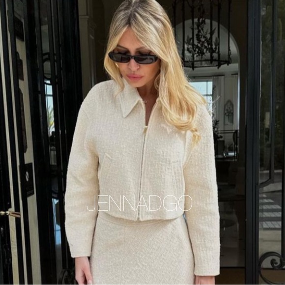 Zara Textured Weave Bomber Jacket NWT - Picture 7 of 14